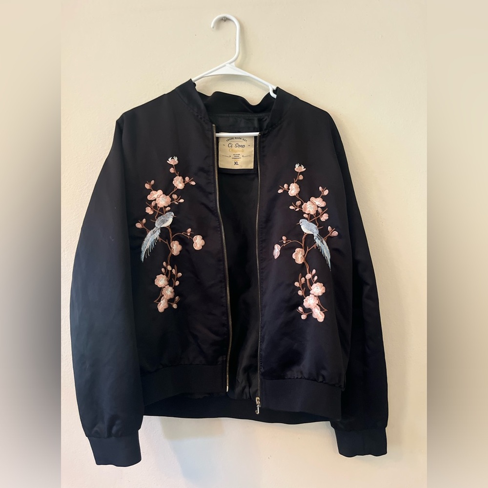 Silk embroidered Bomber Jacket
